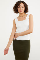 Büyük Beden Kalın Askılı Basic Triko Atlet - Beyaz (2) Sementa