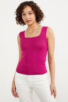 Büyük Beden Kalın Askılı Basic Triko Atlet - Fuşya (3) Sementa