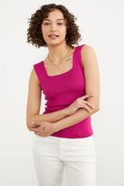 Büyük Beden Kalın Askılı Basic Triko Atlet - Fuşya (1) Sementa