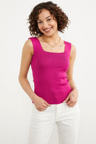 Büyük Beden Kalın Askılı Basic Triko Atlet - Fuşya (4) Sementa