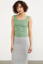 Büyük Beden Kalın Askılı Basic Triko Atlet - Haki (3) Sementa