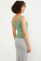 Büyük Beden Kalın Askılı Basic Triko Atlet - Haki (6) Sementa