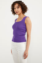 Büyük Beden Kalın Askılı Basic Triko Atlet - Mor (3) Sementa