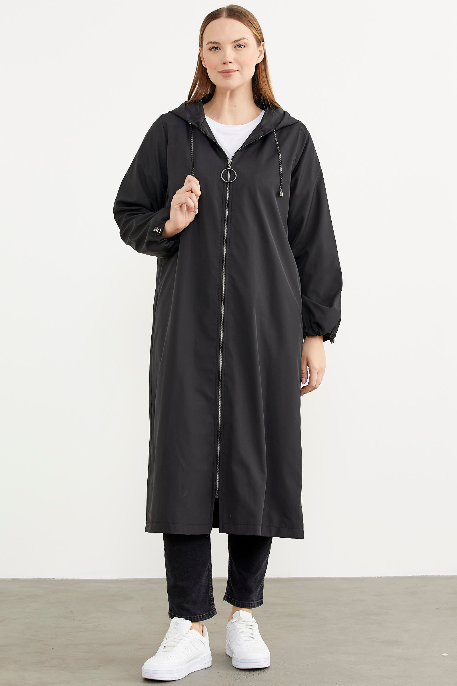 Plus size black raincoat shop