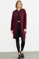 Büyük Beden Uzun Triko Hırka - Bordo (3) Sementa