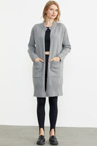 Büyük Beden Uzun Triko Hırka - Gri (1) Sementa