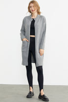 Büyük Beden Uzun Triko Hırka - Gri (2) Sementa