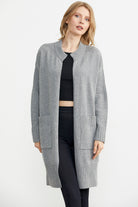 Büyük Beden Uzun Triko Hırka - Gri (3) Sementa