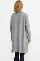 Büyük Beden Uzun Triko Hırka - Gri (4) Sementa