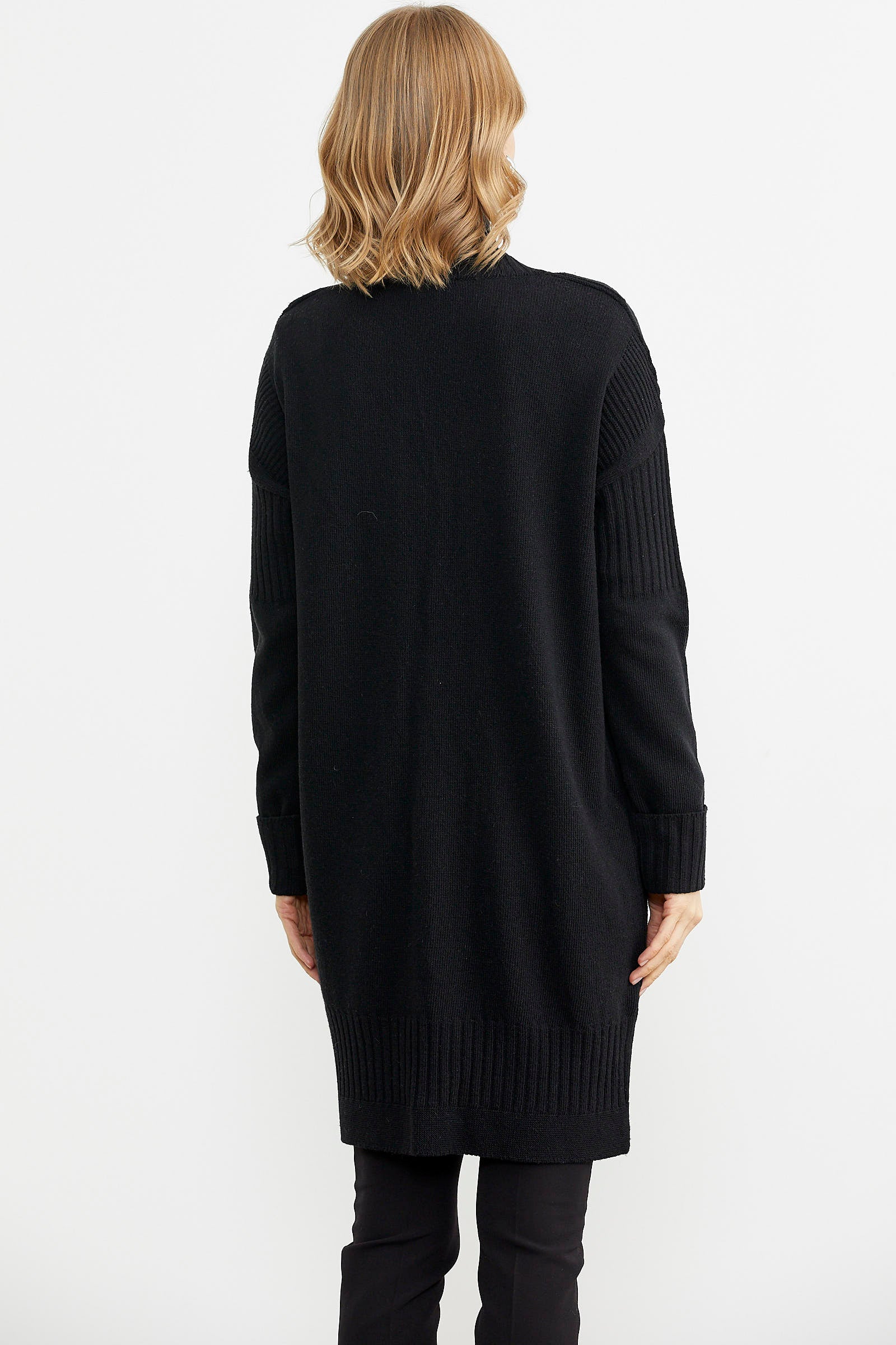 Büyük Beden Uzun Triko Hırka - Siyah (5) Sementa