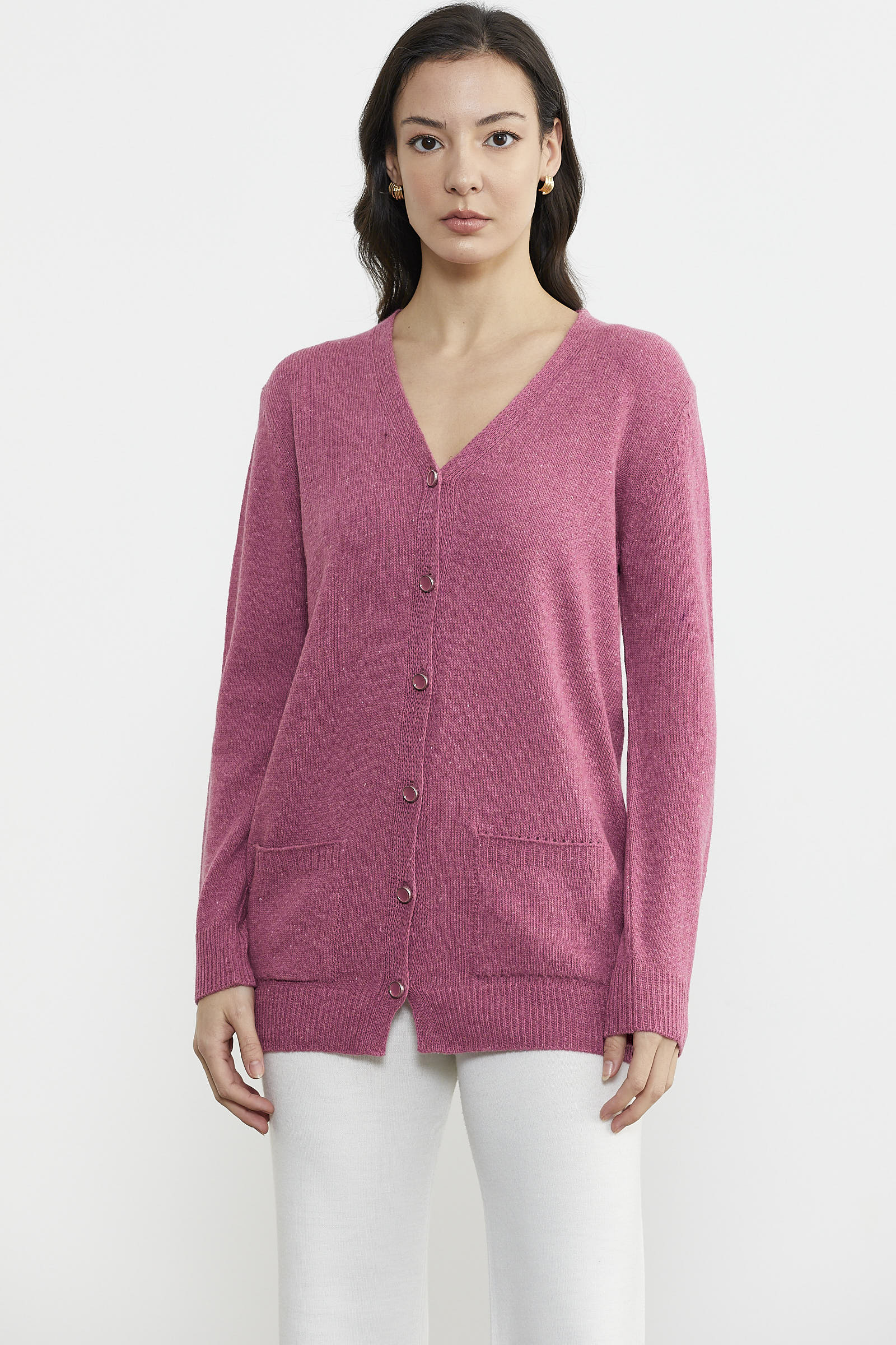 Cepli Basic Yünlü Triko Hırka - Gül (1) Sementa