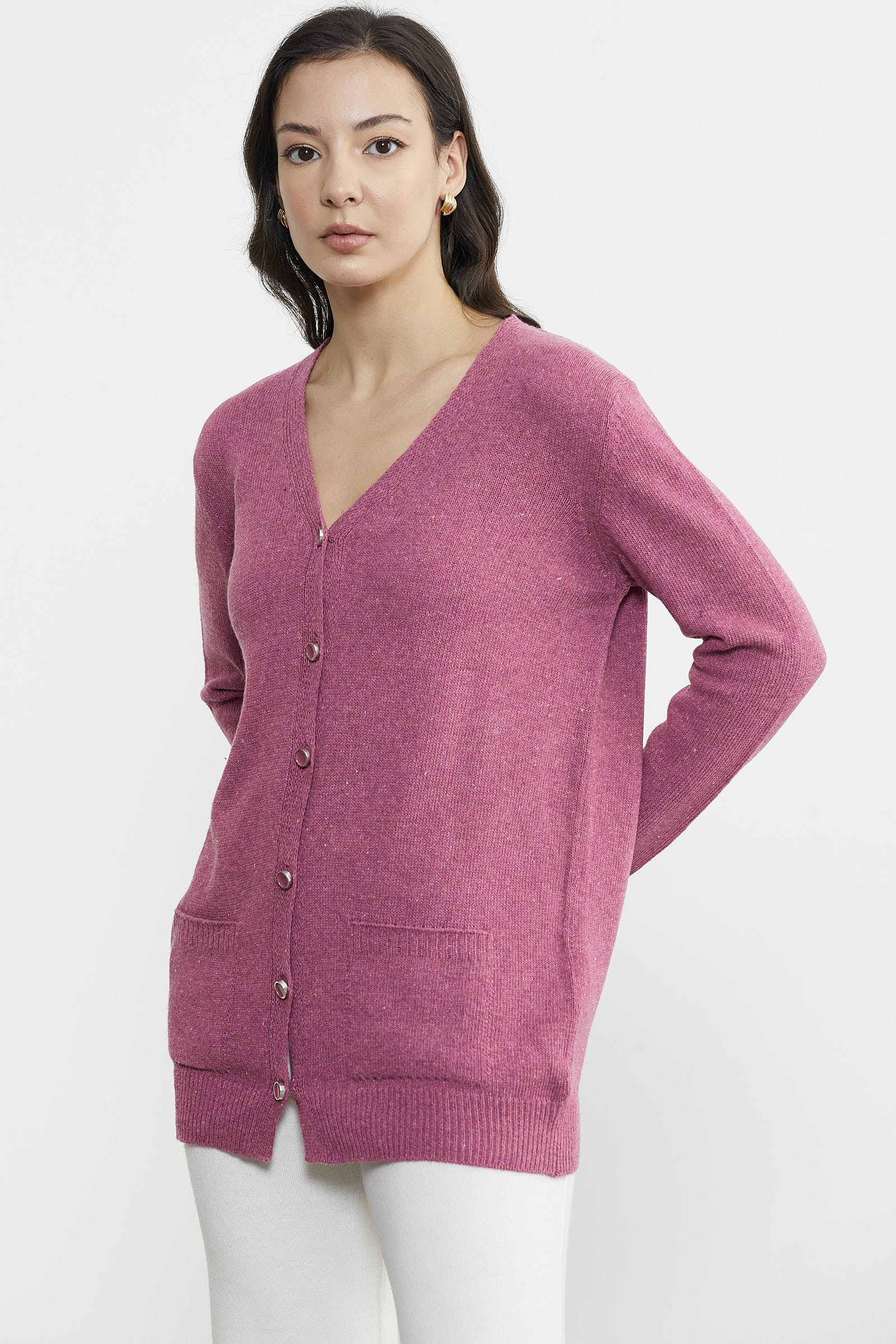 Cepli Basic Yünlü Triko Hırka - Gül (3) Sementa