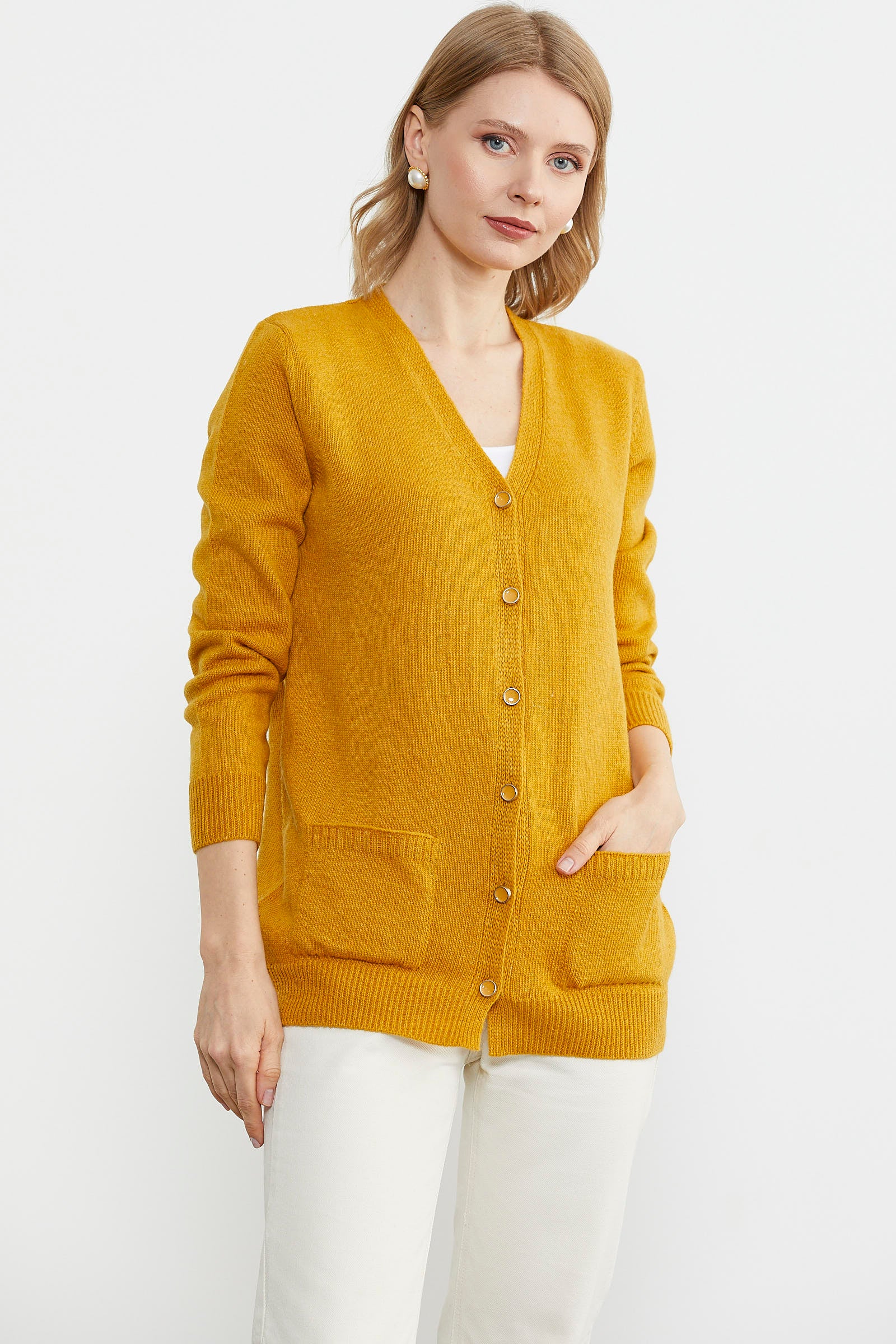 Cepli Basic Yünlü Triko Hırka - Güneş (1) Sementa