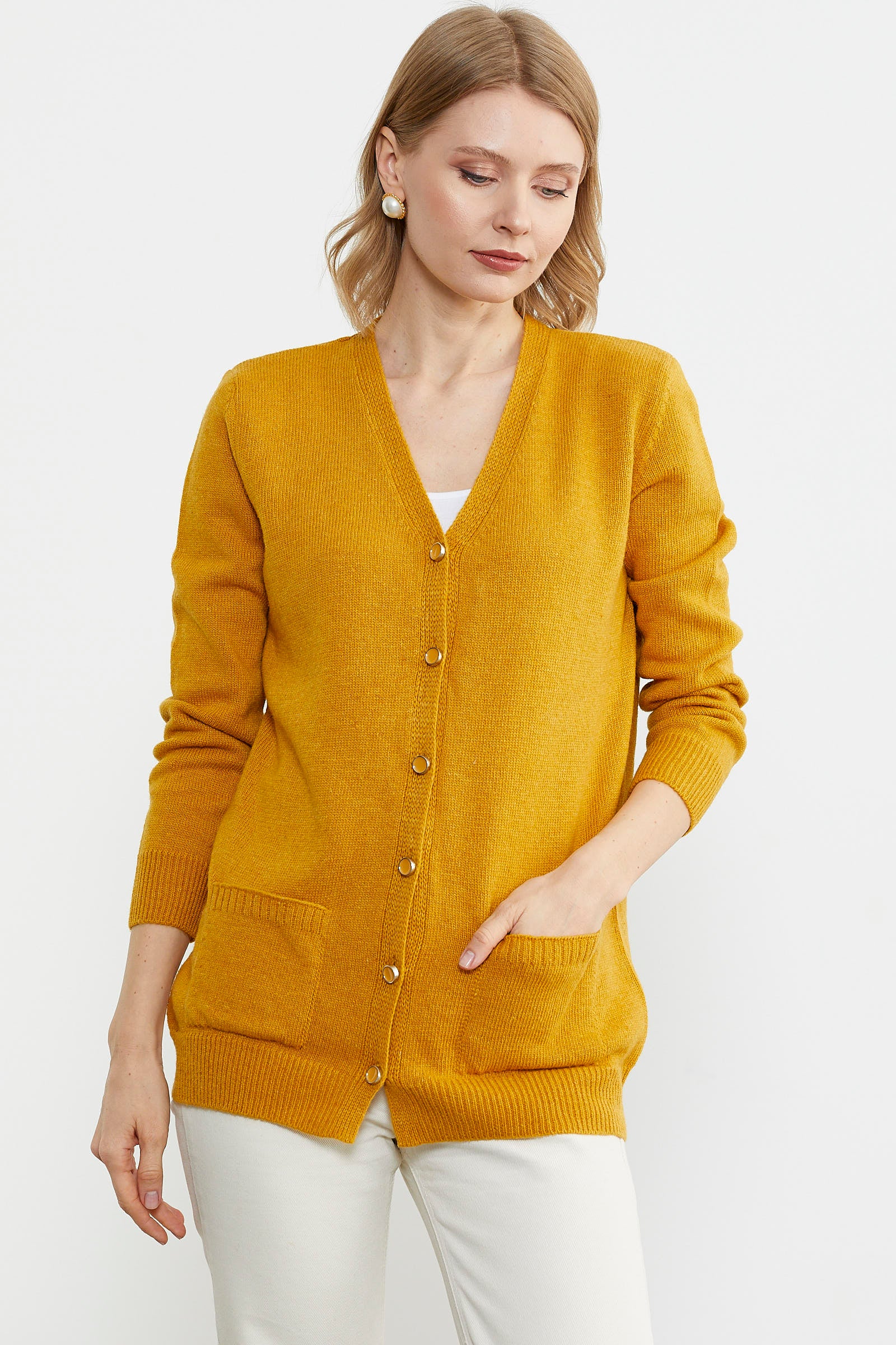 Cepli Basic Yünlü Triko Hırka - Güneş (2) Sementa