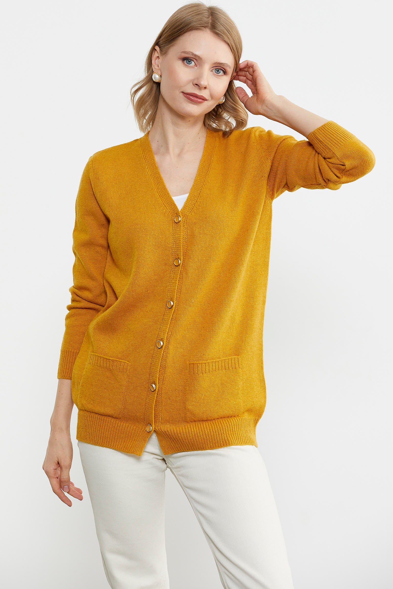 Cepli Basic Yünlü Triko Hırka - Güneş (3) Sementa