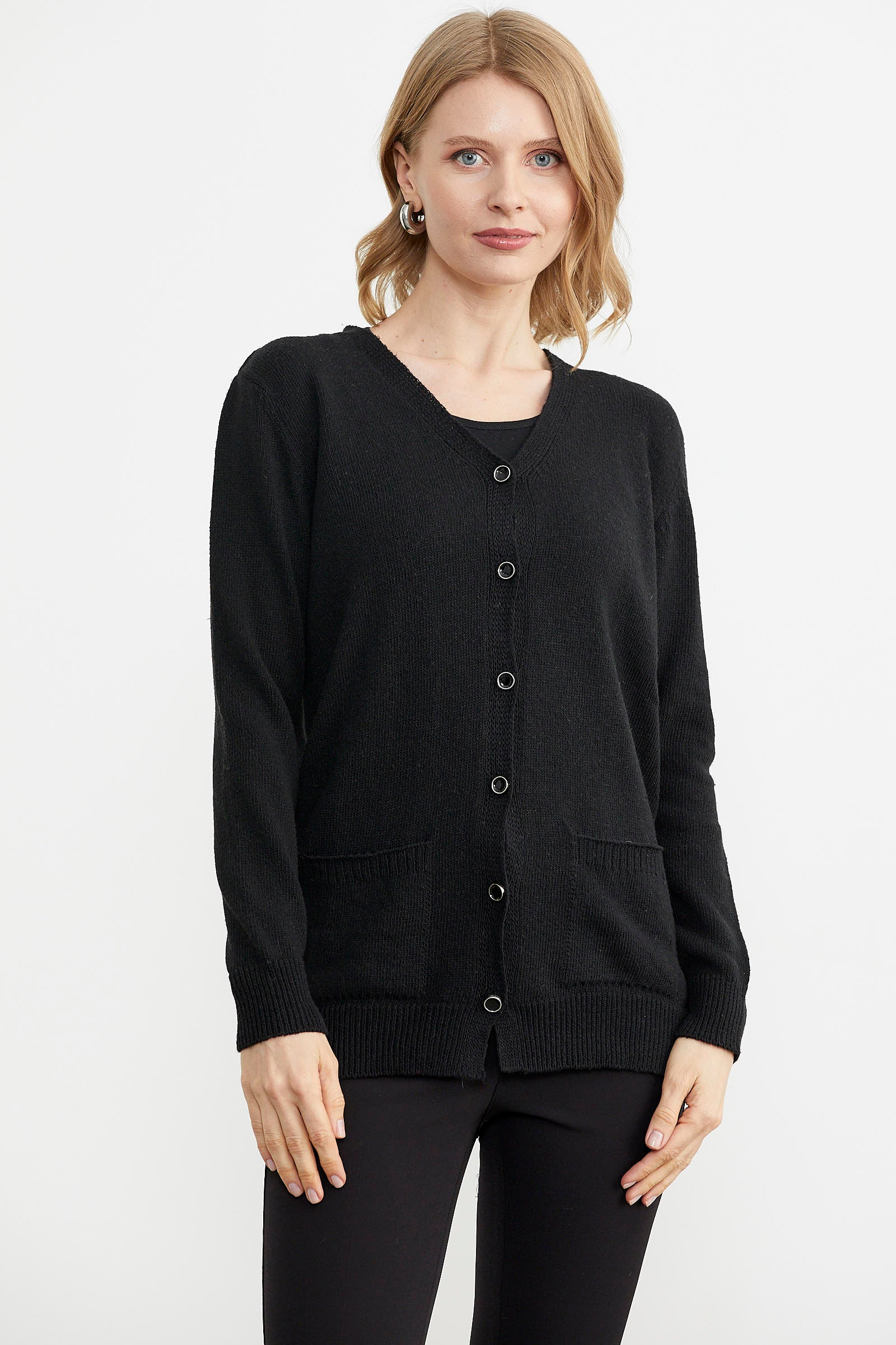 Cepli Basic Yünlü Triko Hırka - Siyah (1) Sementa