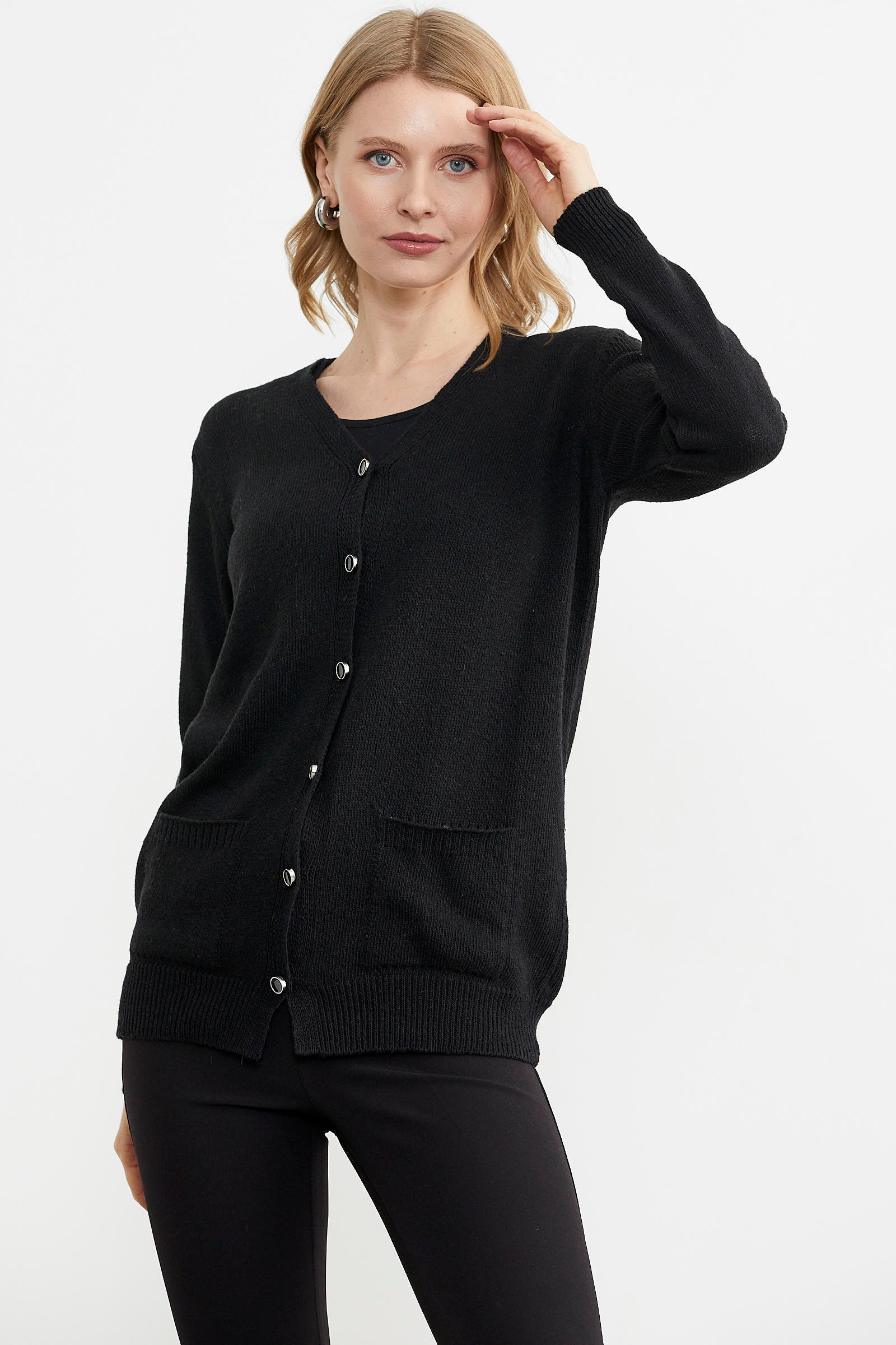 Cepli Basic Yünlü Triko Hırka - Siyah (2) Sementa