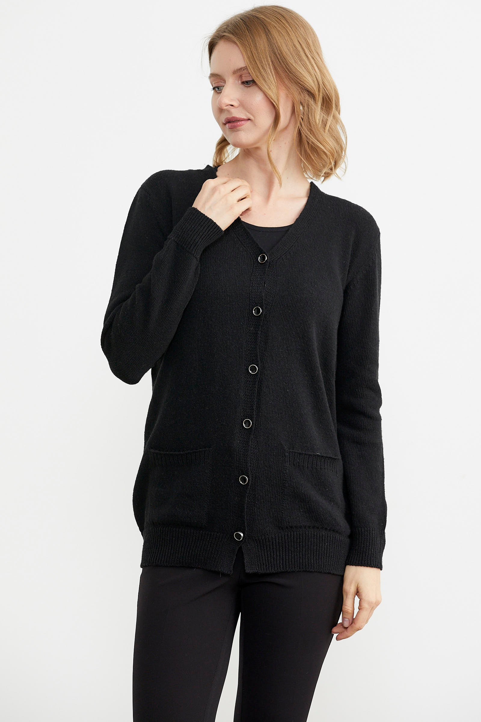 Cepli Basic Yünlü Triko Hırka - Siyah (3) Sementa