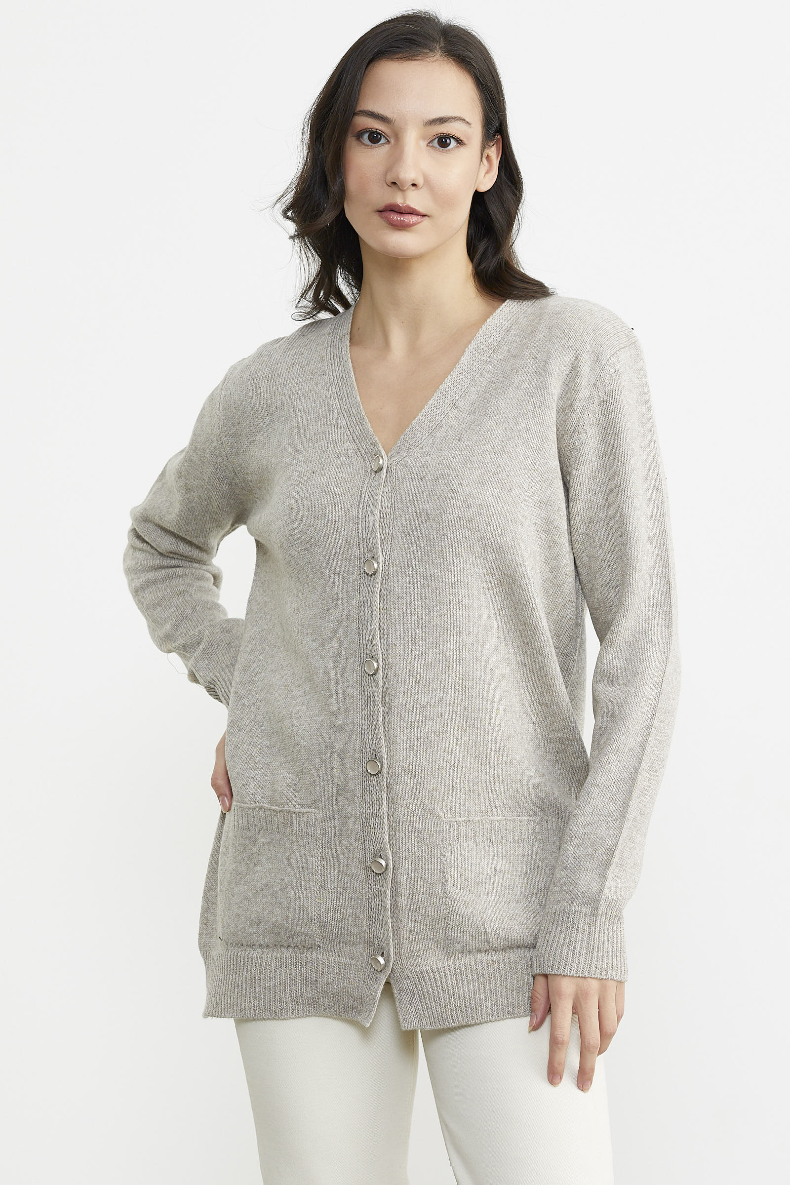 Cepli Basic Yünlü Triko Hırka - Vizon (2) Sementa