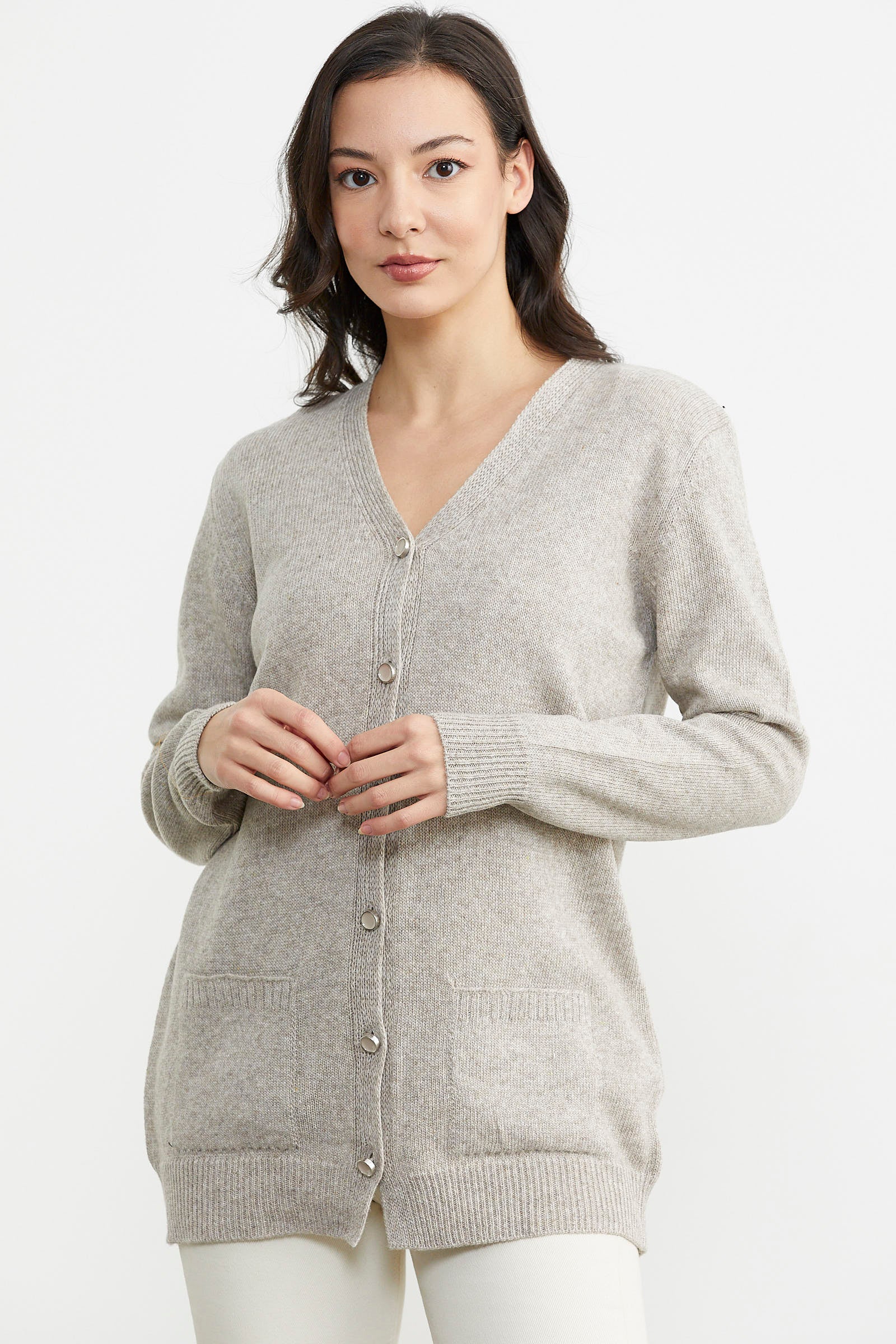 Cepli Basic Yünlü Triko Hırka - Vizon (3) Sementa