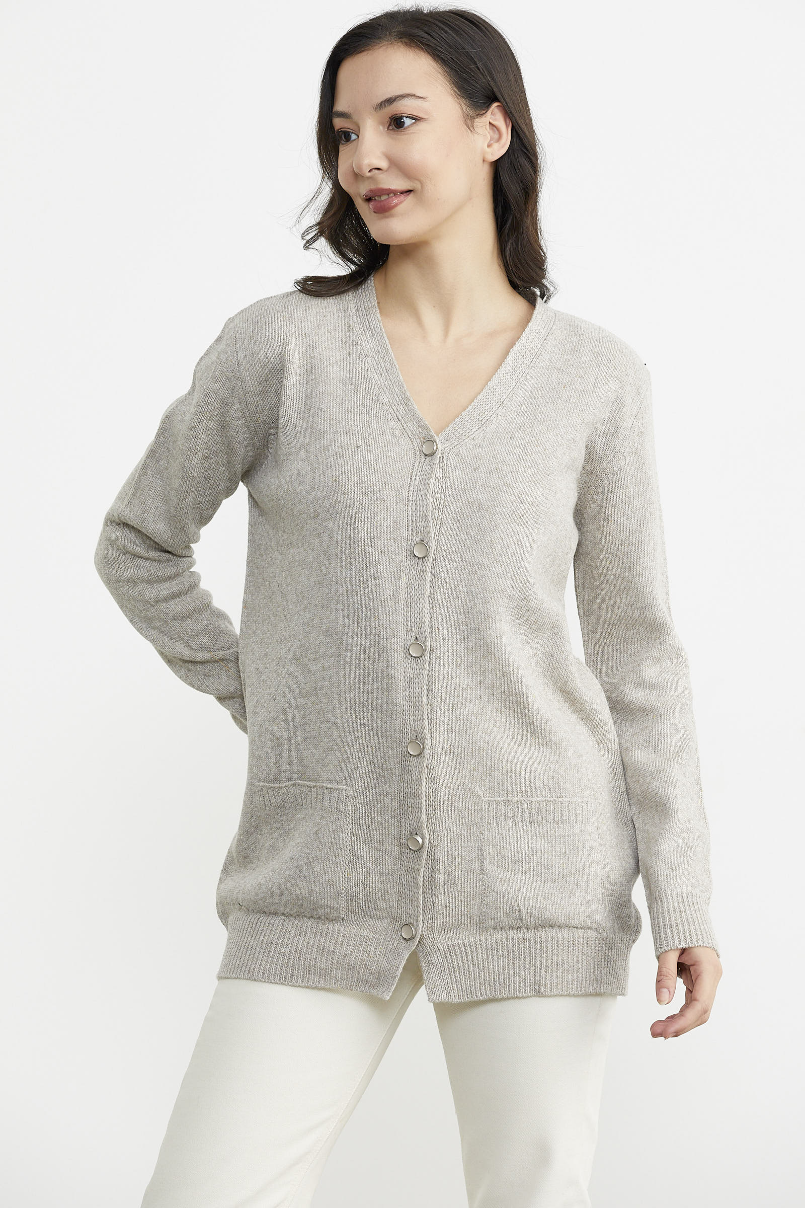 Cepli Basic Yünlü Triko Hırka - Vizon (4) Sementa