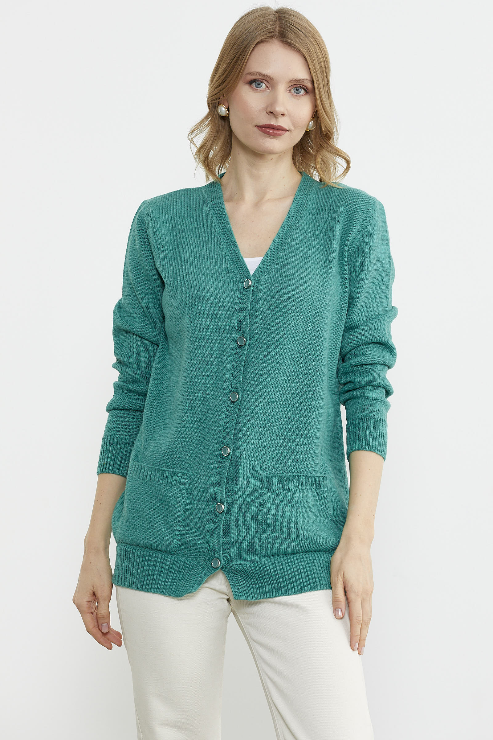 Cepli Basic Yünlü Triko Hırka - Yeşil (2) Sementa