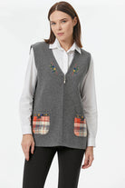 Cepli Fermuarlı Triko Yelek - Koyu Gri (1) Sementa