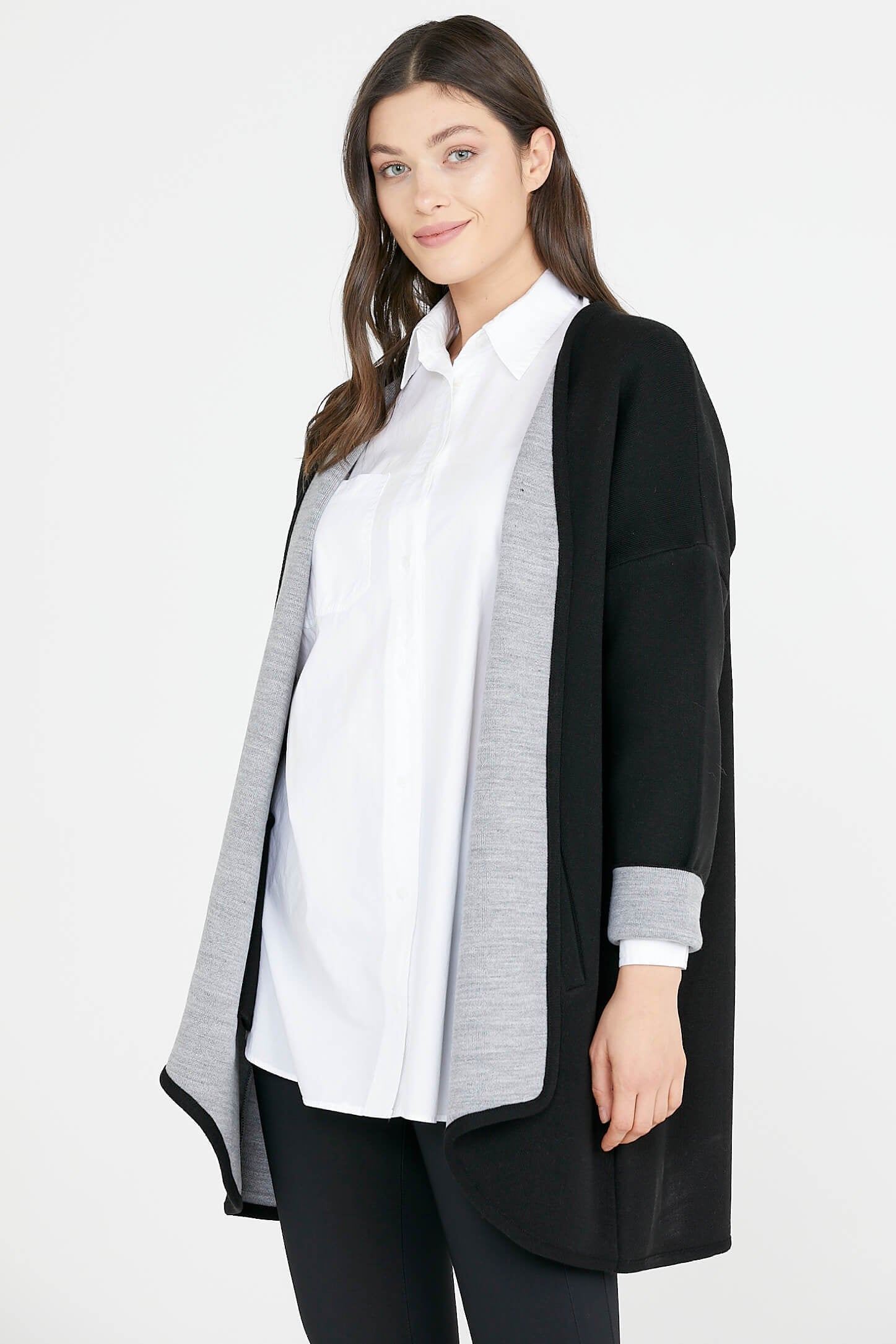 Cepli İki Renk Hırka - Siyah - Gri (4) Sementa