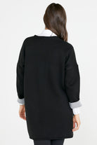 Cepli İki Renk Hırka - Siyah - Gri (5) Sementa