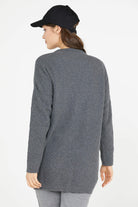 Cepli Uzun Triko Hırka - Koyu Gri (4) Sementa