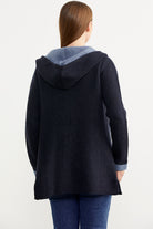 Cepli ve Kapüşonlu Yünlü Triko Ceket - Lacivert - Mavi (6) Sementa