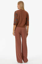 Çiçek Motifli Crop Triko Takım - Taba (5) Sementa