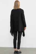 Çift Renk Uzun Triko Panço - Siyah - Gri (8) Sementa