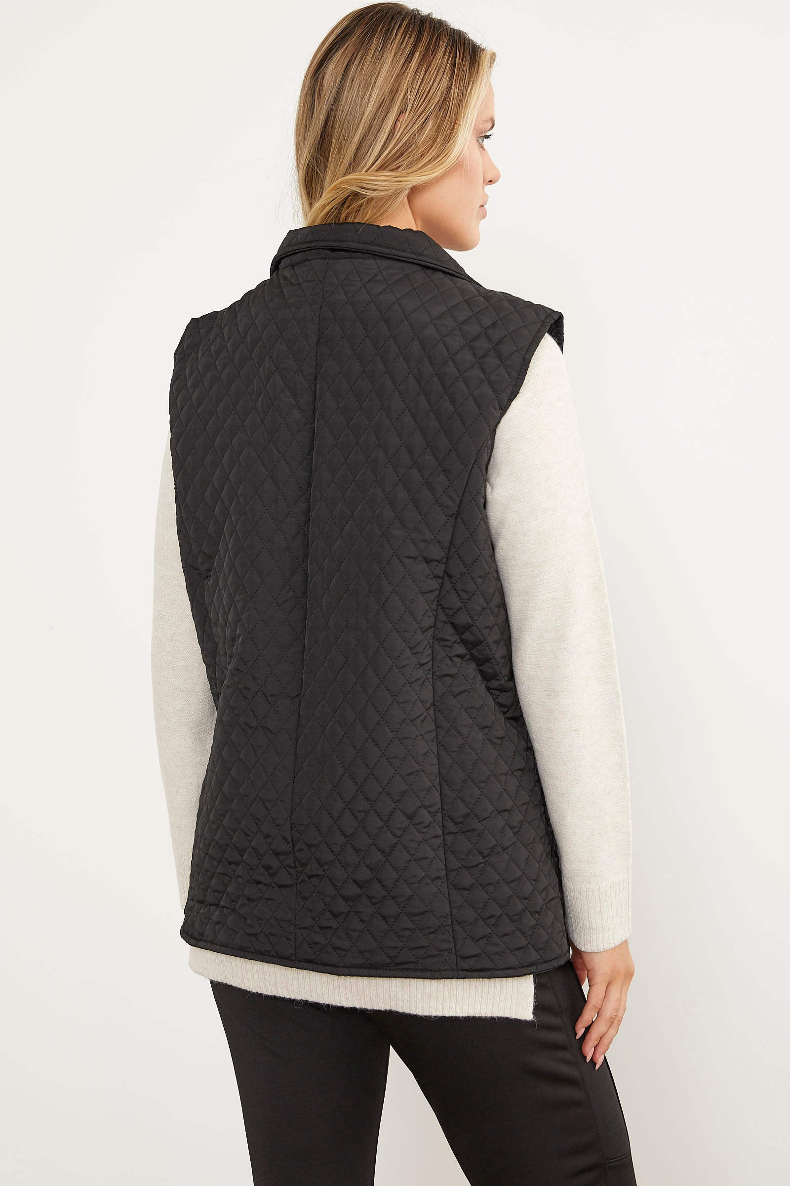 Çıt Çıtlı Fermuar Cepli Kapitone Yelek - Siyah (6) Sementa