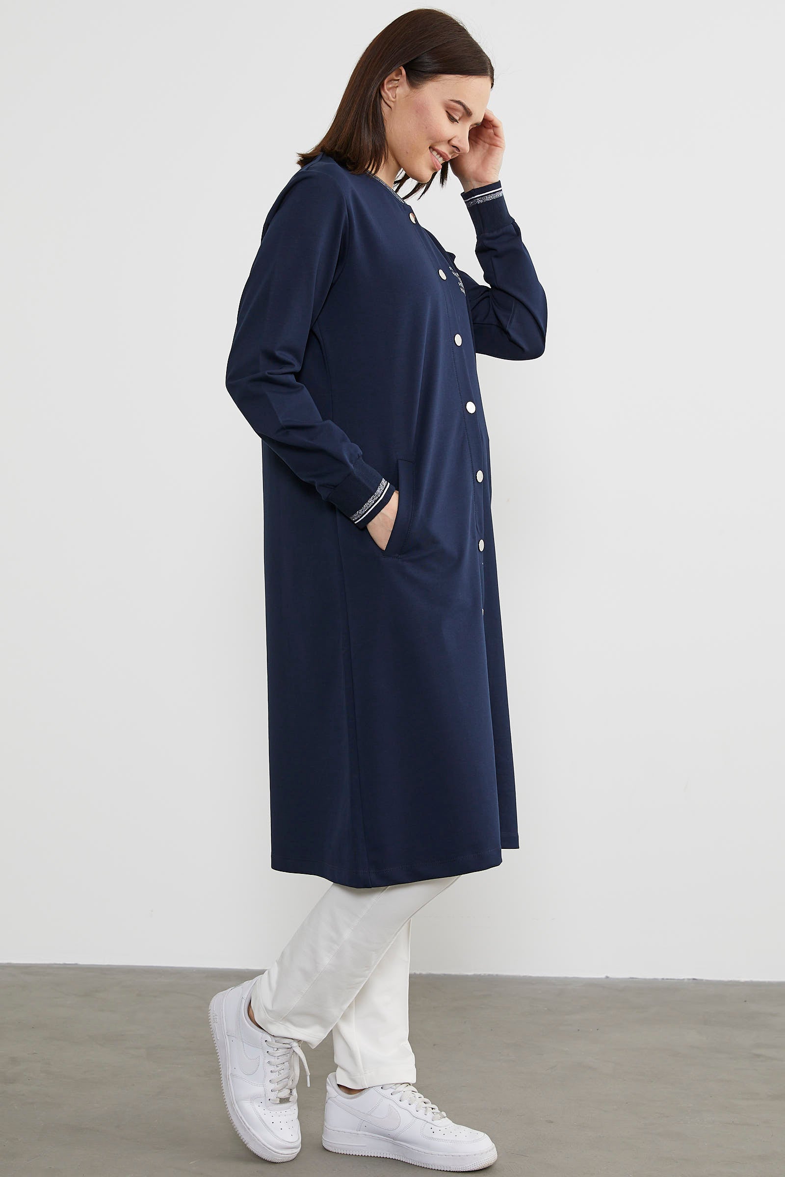 Çıtçıtlı Sıfır Yaka Kap - Lacivert (4) Sementa