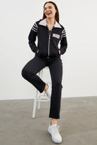 Çizgi Detaylı Dik Yaka Eşofman Takım - Siyah (6) Sementa