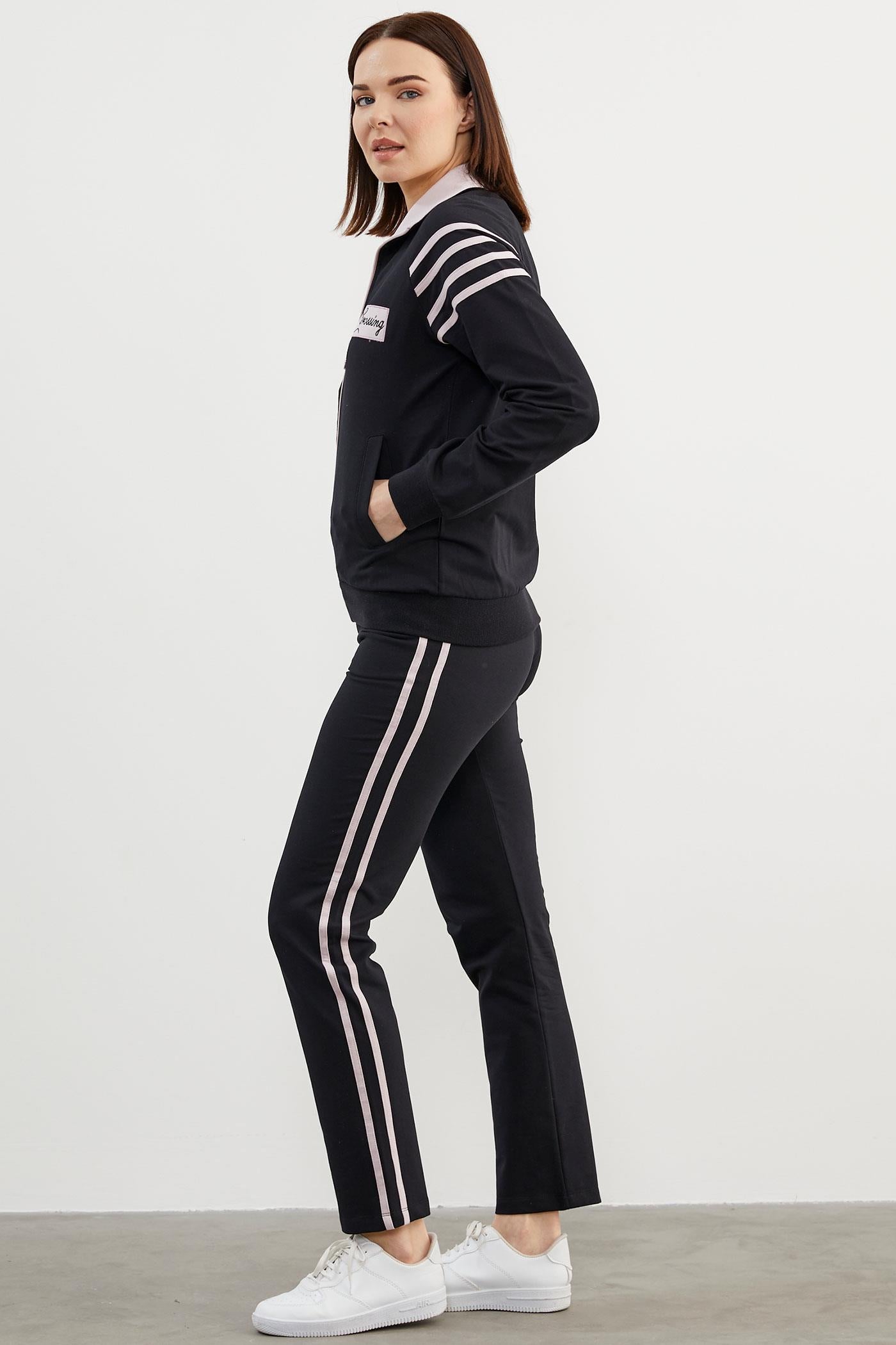 Çizgi Detaylı Dik Yaka Eşofman Takım - Siyah (7) Sementa