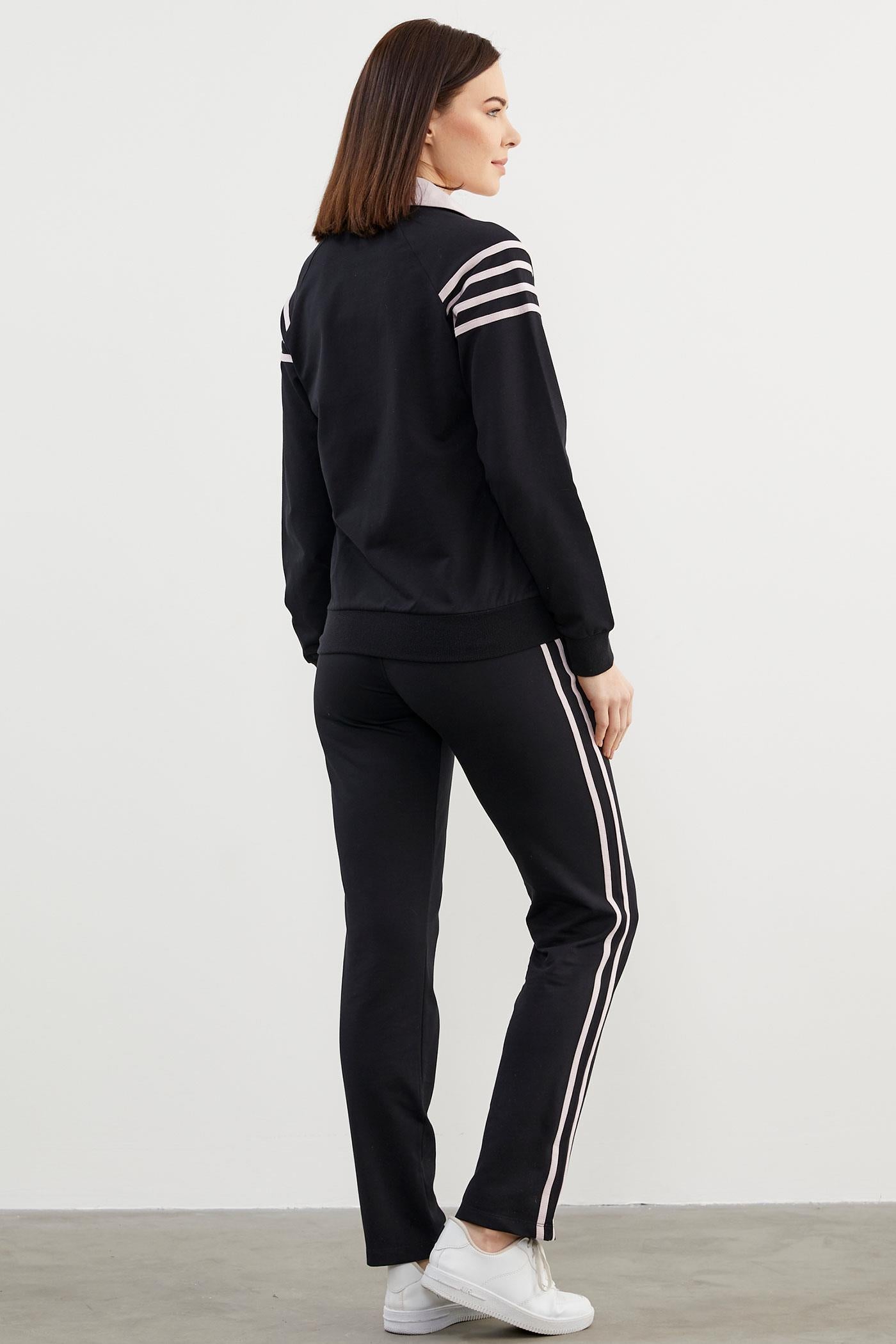 Çizgi Detaylı Dik Yaka Eşofman Takım - Siyah (8) Sementa