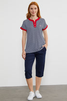 Çizgili Marine Renk Kombinli Kapri Takım - Lacivert (2) Sementa