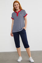 Çizgili Marine Renk Kombinli Kapri Takım - Lacivert (3) Sementa