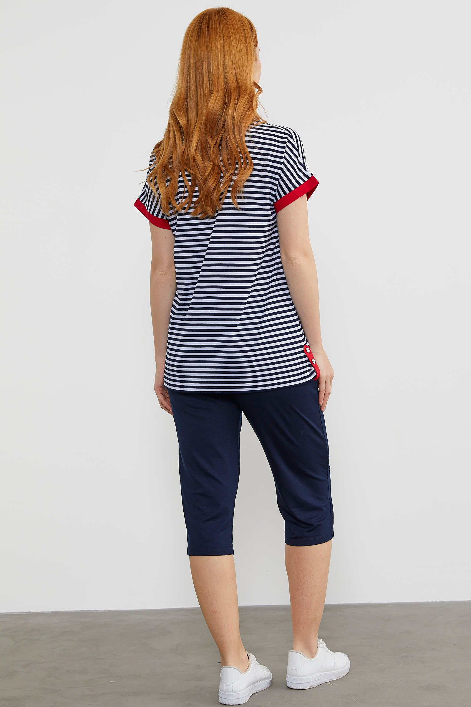 Çizgili Marine Renk Kombinli Kapri Takım - Lacivert (5) Sementa