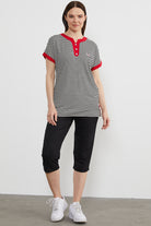 Çizgili Marine Renk Kombinli Kapri Takım - Siyah (1) Sementa