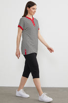 Çizgili Marine Renk Kombinli Kapri Takım - Siyah (3) Sementa