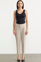 Dar Duble Paça Mevsimlik Kumaş Pantolon - Taş (1) Sementa