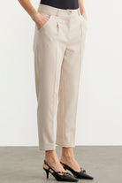 Dar Duble Paça Mevsimlik Kumaş Pantolon - Taş (4) Sementa