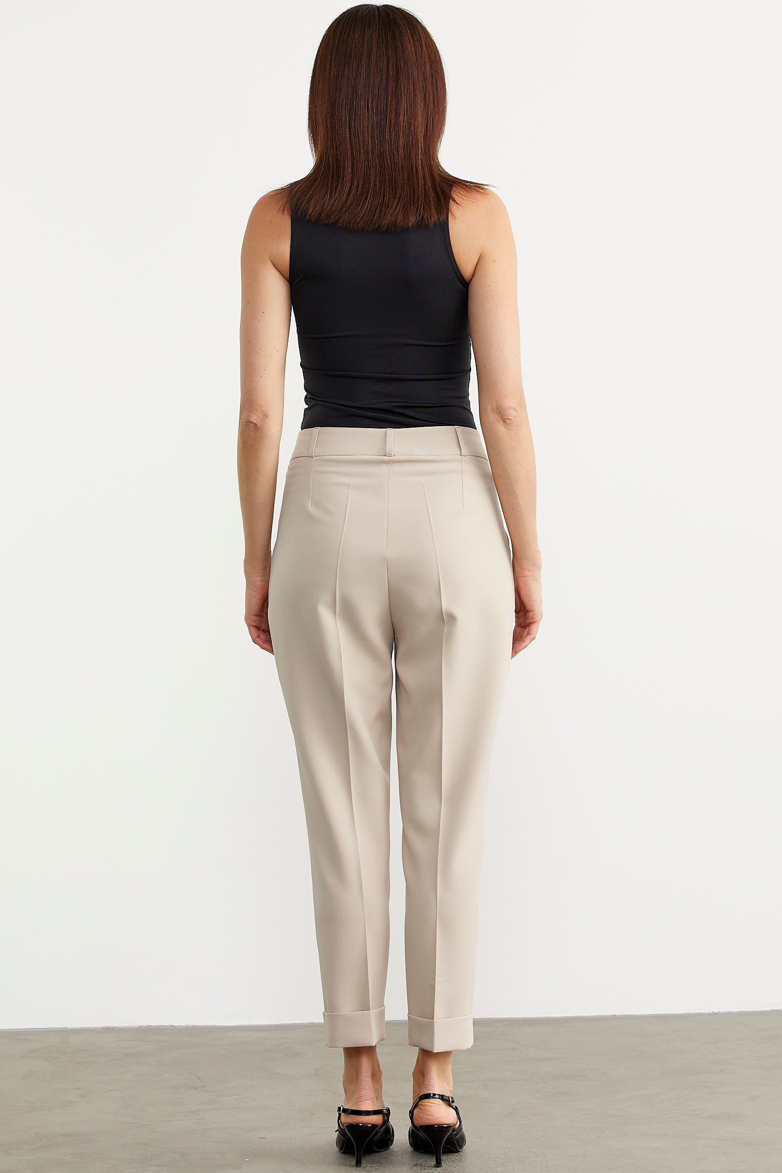 Dar Duble Paça Mevsimlik Kumaş Pantolon - Taş (5) Sementa