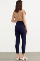 Dar Paça Yüksek Bel Kumaş Pantolon - Lacivert (5) Sementa