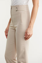 Dar Paça Yüksek Bel Kumaş Pantolon - Taş (3) Sementa