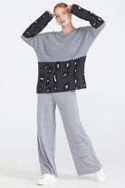 Desenli Kadın Triko Kazak - Gri (3) Sementa