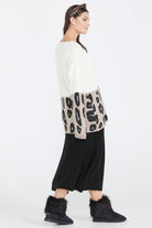 Desenli Kadın Triko Kazak - Kemik (4) Sementa